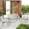 Christopher Knight Home Dessa 3 Piece Patio Furniture Set, Patio Wicker Accent Chair Set of 2 and Loveseat, Metal Frame 4 Seater Outdoor Papasan Lounge Chair Set, PE Rattan Outdoor Bistro Set, Black(White)