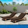 Christopher Knight Home Duska Acacia Wood Chaise Lounge Chair Set of 2, Patio Outdoor Chaise Lounge with Cushions, Adjustable Backrest Single Lounge Sofa, Garden Poolside Backyard Seating, Teak+Beige(Teak+brown)