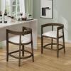 Christopher Knight Home Ebany 25.25″ Barstools Set of 2, Rubberwood Counter Stool, Upholstered Seat Bar Chair, Curved Back Barstool, Open Design Stool for Kitchen Dining Island Table, Beige + Walnut(Beige + Walnut)