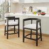 Christopher Knight Home Ebany 25.25″ Barstools Set of 2, Rubberwood Counter Stool, Upholstered Seat Bar Chair, Curved Back Barstool, Open Design Stool for Kitchen Dining Island Table, Beige + Walnut(Beige+black)