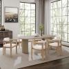 Christopher Knight Home Ebany 7 Piece Wooden Dining Set for 6, Dining Table and Chairs Set, Oval Kitchen Table for 6, Curved Back Armchairs, Restaurant Furniture Set with 6 Armchairs, Beige+Light Ash(Beige)