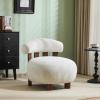 Christopher Knight Home Elvina Boucle Fabric Accent Chair, Solid Wood Single Lounge Sofa, Bedroom Comfy Reading Chair, for Modern Minimalist Style Living Room/Home Office, Olive Green(Milky White+walnut)