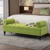 Christopher Knight Home Emmie Modern Velvet Ottoman Bench with Detachable Pillow, Wooden Bedroom End of Bed Bench, Upholstered Entryway Ottoman Foot Rest, Living Room Sofa Extra Seat, Green(Green)