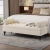 Christopher Knight Home Emmie Modern Velvet Ottoman Bench with Detachable Pillow, Wooden Bedroom End of Bed Bench, Upholstered Entryway Ottoman Foot Rest, Living Room Sofa Extra Seat, Green(Beige)