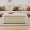 Christopher Knight Home Erene Modern Boucle Upholstered Ottoman with Storage, Wooden Storage Ottoman Bench, Bedroom End of Bed Bench with Storage, Comfy Living Room Sofa Extra Seat, Light Brown+White