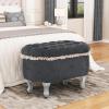 Christopher Knight Home Etele Mid-Century Modern Fabric Upholstered Ottoman with Storage, Wooden Living Room Sofa Ottoman Footrest, Entryway Ottoman Foot Stool, Toy Box Storage for Living Room, Blue(Grey)