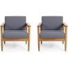 Christopher Knight Home Eudora Outdoor Acacia Wood Club Chair (Set of 2), Teak and Dark Gray