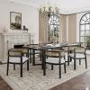 Christopher Knight Home Evat 7-Piece Wooden Dining Table Set for 6, Modern Kitchen Table and Chair Set for 6, Contemporary Dining Room Furniture Set with 6 Upholstered Armchairs, Black+Milky White(Black+milky White)