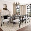 Christopher Knight Home Evat 7-Piece Wooden Dining Table Set for 6, Modern Kitchen Table and Chair Set for 6,Contemporary Dinning Room Furniture Set with 6 Upholstered Armless Chairs,Black+Milky White(Black+milky White/9 Piece)