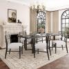 Christopher Knight Home Evat 7-Piece Wooden Dining Table Set for 6, Modern Kitchen Table and Chair Set for 6,Contemporary Dinning Room Furniture Set with 6 Upholstered Armless Chairs,Black+Milky White(Black+milky White/7 Piece)