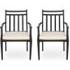 Christopher Knight Home Faithe Outdoor Dining Chair (Set of 2), Matte Black, Light Teal(Matte Black  Beige)