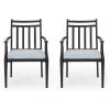 Christopher Knight Home Faithe Outdoor Dining Chair (Set of 2), Matte Black, Light Teal(Matte Black  Light Teal)