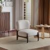 Christopher Knight Home Faron Modern Minimalist Boucle Fabric Upholstered Accent Chair, Solid Wood Armless Lounge Chair with Soft Padded Seat&Backrest, Comfy Reading Chair, Living Room/Bedroom, Beige