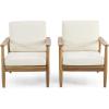 Christopher Knight Home Felix Outdoor Acacia Wood Club Chair (Set of 2), Teak Finish, Beige
