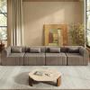 Christopher Knight Home Flarin 145.5″ Convertible Sectional Sofa Couch, L-Shape Home Sofa Living Room, 4 Seat Sectional Sleeper Sofa, Fabric Upholstered Comfy Cloud Couch, No Assembly, Orange(Light Brown)