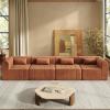 Christopher Knight Home Flarin 145.5″ Convertible Sectional Sofa Couch, L-Shape Home Sofa Living Room, 4 Seat Sectional Sleeper Sofa, Fabric Upholstered Comfy Cloud Couch, No Assembly, Orange(Orange)