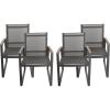 Christopher Knight Home Glasgow Outdoor Aluminum and Mesh Dining Chairs (Set of 4), 22.25 “W x 24.5 “D x 33.5 “H, Gray + Natural Brown