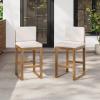 Christopher Knight Home Gree Outdoor Counter Height Bar Stools Set of 2 with Cushion, Acacia Wood Patio Barstool for Kitchen Island, Wooden Armless Counter Stool with Footrest, Light Beige+Light Brown(Light Beige+light Brown)