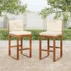 Christopher Knight Home Gree Outdoor Counter Height Bar Stools Set of 2 with Cushion, Acacia Wood Patio Barstool for Kitchen Island, Wooden Armless Counter Stool with Footrest, Light Beige+Light Brown(Beige+teak)