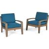 Christopher Knight Home Grenada Outdoor Acacia Wood Club Chairs with Cushions (Set of 2), 22.75 “W x 23.5 “D x 1 “H, Gray + Dark Teal