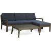 Christopher Knight Home Grenada Sectional Sofa Set | 5-Piece 3-Seater | Includes Coffee Table and Ottoman | Acacia Wood Frame | Water-Resistant Cushions Dark Gray, Finish
