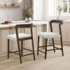 Christopher Knight Home Guma 37” Set of 2 Rubberwood Counter Stools, Extra Seating for Dining Room, Barstool with Comfy Padding, Modern Kitchen Stools with Footrest, Natural + Beige(Walnut + Beige)