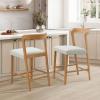 Christopher Knight Home Guma 37” Set of 2 Rubberwood Counter Stools, Extra Seating for Dining Room, Barstool with Comfy Padding, Modern Kitchen Stools with Footrest, Natural + Beige(Natural + Beige)
