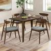 Christopher Knight Home Gumi Mid-Century Modern Dining Table Set for 4, 5-Piece Rubberwood Frame Dining Room Table Set, Kitchen Table Chairs Set of 4 with Upholstered Chairs, Walnut + Dark Gray(Walnut + Light Gray)