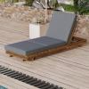 Christopher Knight Home Habers Acacia Wood Chaise Lounge with Triple Folds Cushion, Outdoor Sun Lounger with 6-Position Adjustable Backrest, 77” Patio Recliner Chair for Poolside Backyard,Teak+Cream(Teak+dark Gray  Triple Folds Cushion)