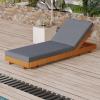 Christopher Knight Home Habers Acacia Wood Chaise Lounge with Triple Folds Cushion, Outdoor Sun Lounger with 6-Position Adjustable Backrest, 77” Patio Recliner Chair for Poolside Backyard,Teak+Cream(Copper Teak+dark Grey)
