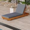 Christopher Knight Home Habers Acacia Wood Chaise Lounge with Triple Folds Cushion, Outdoor Sun Lounger with 6-Position Adjustable Backrest, 77” Patio Recliner Chair for Poolside Backyard,Teak+Cream(Copper Teak+dark Grey/Triple Fold)