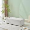 Christopher Knight Home Haidee Modern Fabric Ottoman Bench, Living Room Long Ottoman Foot Rest, Bedroom End of Bed Bench with Wooden Frame, Rectangular Ottoman Coffee Table, Milky White