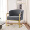 Christopher Knight Home Hailey Modern Accent Chair, Faux Rabbit Fur Upholstered Lounge Chair Indoor, Curved Backrest Armchair, Soft Cushion Seating for Living Room Reading Home, Grey + Gold(Grey + Gold)