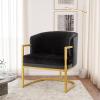 Christopher Knight Home Hailey Modern Accent Chair, Faux Rabbit Fur Upholstered Lounge Chair Indoor, Curved Backrest Armchair, Soft Cushion Seating for Living Room Reading Home, Grey + Gold(Black + Gold)