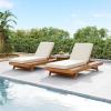 Christopher Knight Home Hamill Acacia Wood Chaise Lounge Chair Outdoor Set of 2, Adjustable Backrest Sun Lounger Recliner, Patio Outdoor Chaise Lounge with 4″ Thick Water-Resistant Cushion,Teak+Cream