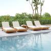 Christopher Knight Home Hamill Acacia Wood Chaise Lounge Chair Outdoor Set of 4, Adjustable Backrest Sun Lounger Recliner, Patio Outdoor Chaise Lounge with 4″ Thick Water-Resistant Cushion,Teak+Cream