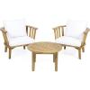 Christopher Knight Home Helena Outdoor 2 Seater Wooden Chat Set with Round Coffee Table, White and Teak Finish
