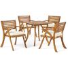 Christopher Knight Home Hermosa Acacia Wood Dining Set, 5-Pcs Set, Teak Finish