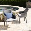 Christopher Knight Home Hillhurst Outdoor Wicker Dining Chairs with Water Resistant Cushions, 2-Pcs Set, Grey / Light Grey