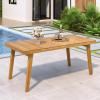 Christopher Knight Home Hobson Acacia Wood Outdoor Dining Table for 6, Wooden Patio Farmhouse Dining Table, Rectangle Slatted Top for Outdoor Gatherings, Natural Finish(Natural Finish)