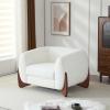 Christopher Knight Home Holly Modern Boucle Fabric Upholstered Club Chair for Living Room, Home Office, Apartment, Relaxing Chair with Removable Cushion and Birch Wood Legs, Dark Gray + Walnut(White and Walnut)