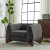 Christopher Knight Home Holly Modern Boucle Fabric Upholstered Club Chair for Living Room, Home Office, Apartment, Relaxing Chair with Removable Cushion and Birch Wood Legs, Dark Gray + Walnut(Dark Gray + Walnut)