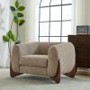 Christopher Knight Home Holly Modern Boucle Fabric Upholstered Club Chair for Living Room, Home Office, Apartment, Relaxing Chair with Removable Cushion and Birch Wood Legs, Dark Gray + Walnut(Light Brown)