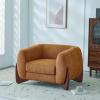 Christopher Knight Home Holly Modern Boucle Fabric Upholstered Club Chair for Living Room, Home Office, Apartment, Relaxing Chair with Removable Cushion and Birch Wood Legs, Dark Gray + Walnut(Caramel Brown+walnut)
