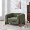 Christopher Knight Home Holly Modern Boucle Fabric Upholstered Club Chair for Living Room, Home Office, Apartment, Relaxing Chair with Removable Cushion and Birch Wood Legs, Dark Gray + Walnut(Olive Green+walnut)