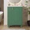 Christopher Knight Home Ivan 24″ Bathroom Vanity with Ceramic Sink, Freestanding Wooden Bathroom Vanity Organizer, Soft Closing Door Modern Bathroom Storage Cabinet with Side Open Shelf, Black(Green)