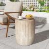 Christopher Knight Home Jayme 15″Lightweight Concrete End Table, Indoor Outdoor Accent Side Table, Travertine Round Tabletop, Easy Move, Decorative Garden Stool for Poolside Balcony Living Room, Gold(Cylinder/Gold)