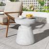 Christopher Knight Home Jayme 15″Lightweight Concrete End Table, Indoor Outdoor Accent Side Table, Travertine Round Tabletop, Easy Move, Decorative Garden Stool for Poolside Balcony Living Room, Gold(Travertine/White)