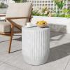 Christopher Knight Home Jayme 15″Lightweight Concrete End Table, Indoor Outdoor Accent Side Table, Travertine Round Tabletop, Easy Move, Decorative Garden Stool for Poolside Balcony Living Room, Gold(Cylinder/White)