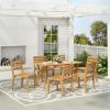 Christopher Knight Home Jayme 7 Pieces Dining Set, Acacia Wood Dining Chairs, Rectangular Wooden Table, Open Slats Panel Back Armchair and Table Set, Outdoor Wood Frame Bistro Set for Backyard, Teak